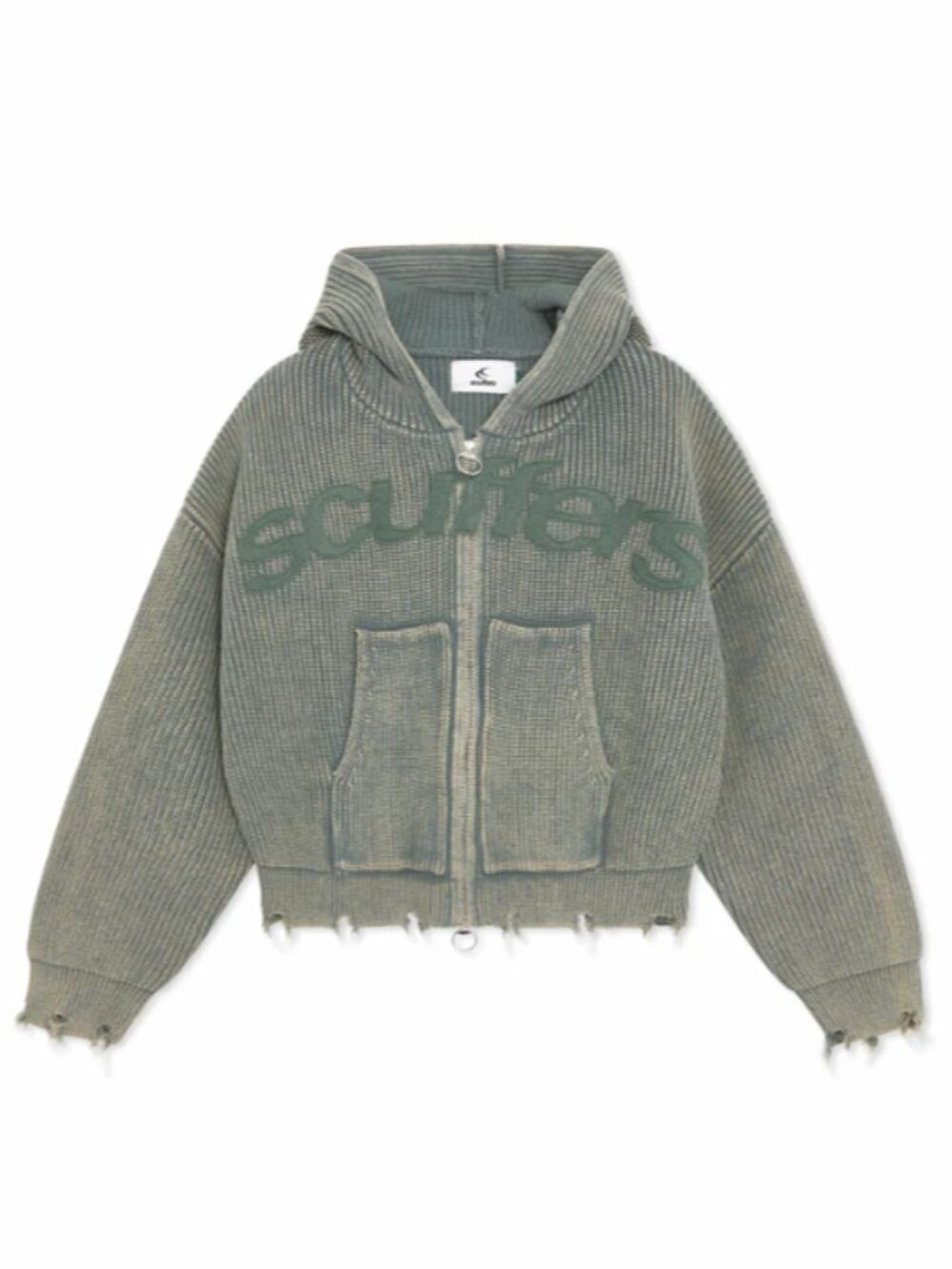 Scuffers Buzz Knit Zipper Hoodie in Dusty Green Unisex Size Small (NWT)